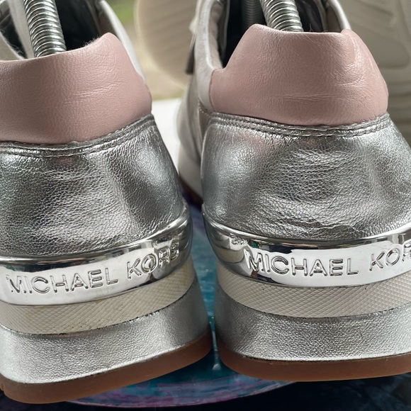 Michael Kors sz10 Allie Trainers White, Silver & Pink Lace-Up Sneakers - Picture 4 of 10